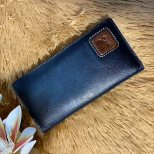 Long Leather Wallet  - Black